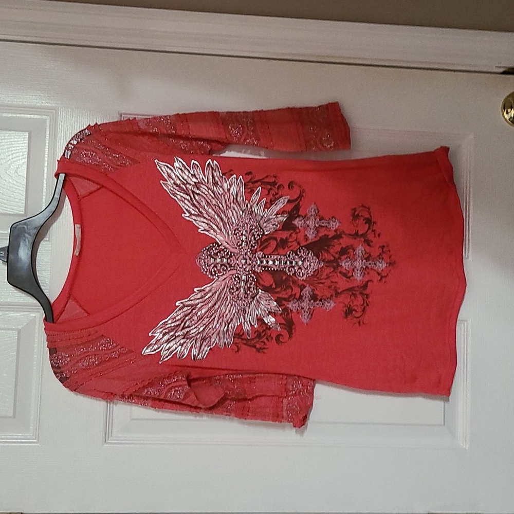 Angels and Diamonds Coral top